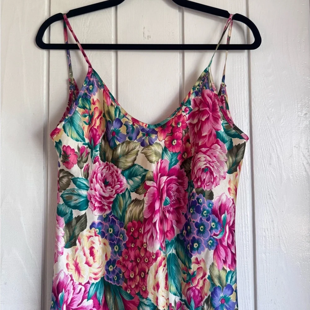 Vintage L.A. Intimates Floral Satin Slip Dress - Picture 3 of 6